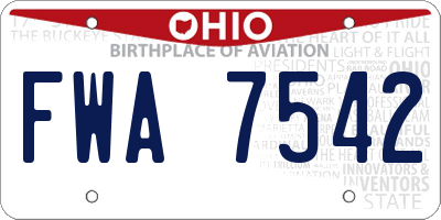 OH license plate FWA7542