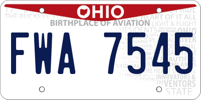 OH license plate FWA7545