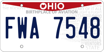 OH license plate FWA7548