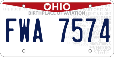 OH license plate FWA7574