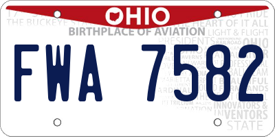 OH license plate FWA7582