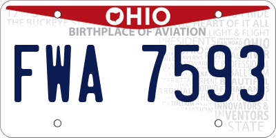 OH license plate FWA7593