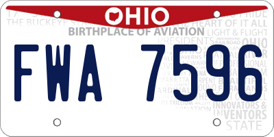 OH license plate FWA7596