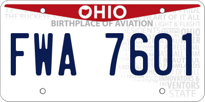 OH license plate FWA7601