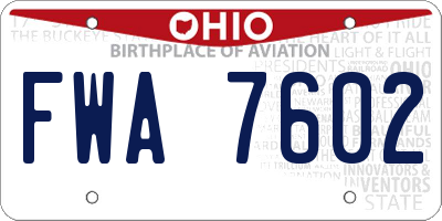 OH license plate FWA7602