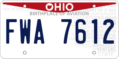 OH license plate FWA7612