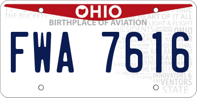 OH license plate FWA7616