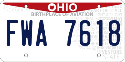 OH license plate FWA7618