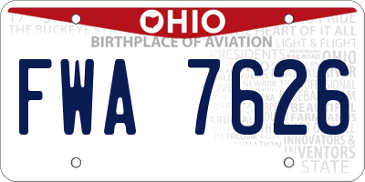 OH license plate FWA7626