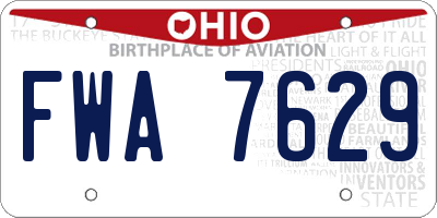 OH license plate FWA7629