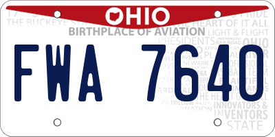 OH license plate FWA7640