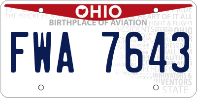 OH license plate FWA7643