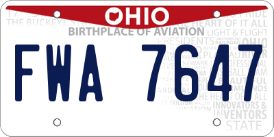 OH license plate FWA7647