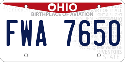 OH license plate FWA7650