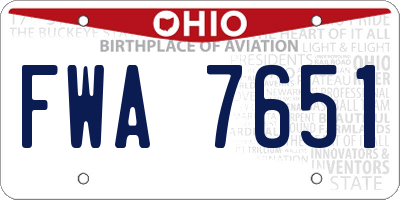 OH license plate FWA7651