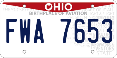 OH license plate FWA7653