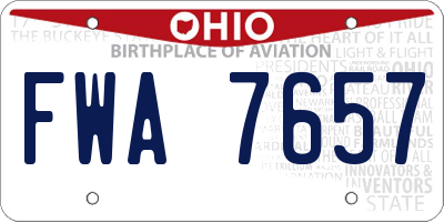 OH license plate FWA7657