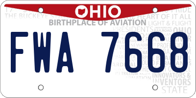 OH license plate FWA7668