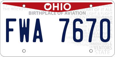 OH license plate FWA7670