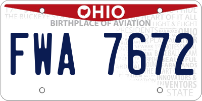 OH license plate FWA7672