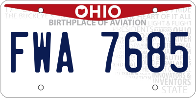 OH license plate FWA7685