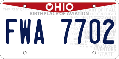 OH license plate FWA7702