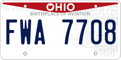 OH license plate FWA7708