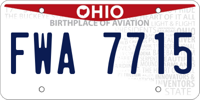 OH license plate FWA7715