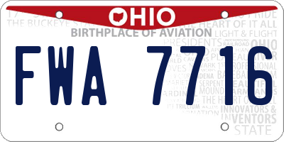 OH license plate FWA7716