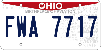 OH license plate FWA7717