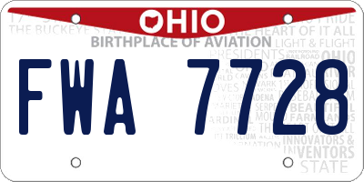 OH license plate FWA7728