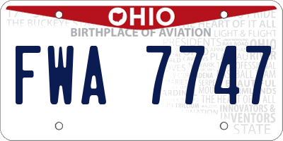 OH license plate FWA7747