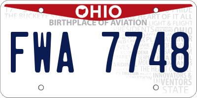 OH license plate FWA7748