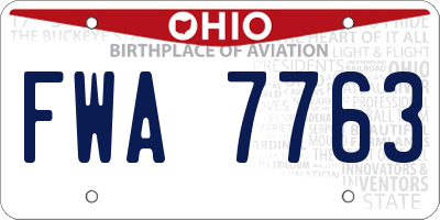 OH license plate FWA7763