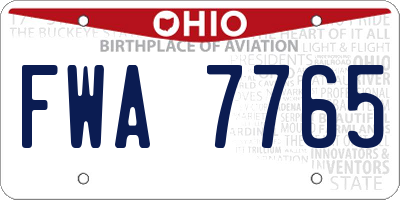 OH license plate FWA7765