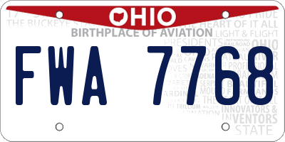 OH license plate FWA7768