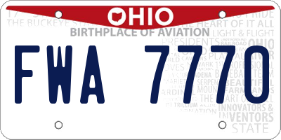 OH license plate FWA7770