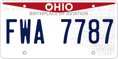 OH license plate FWA7787