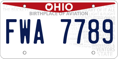 OH license plate FWA7789