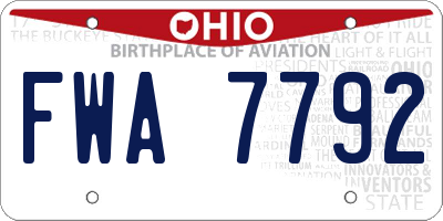 OH license plate FWA7792