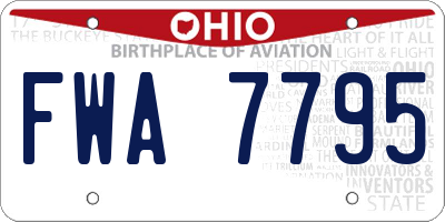 OH license plate FWA7795