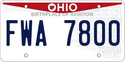 OH license plate FWA7800