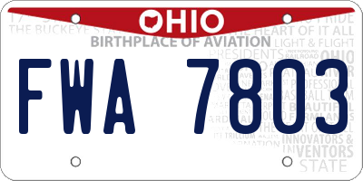 OH license plate FWA7803