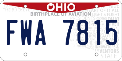 OH license plate FWA7815