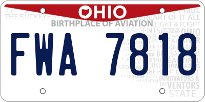 OH license plate FWA7818