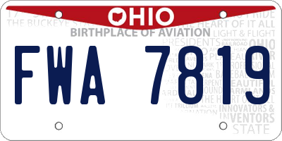 OH license plate FWA7819