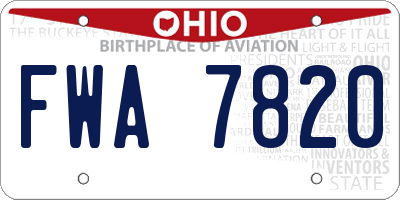 OH license plate FWA7820