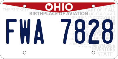 OH license plate FWA7828