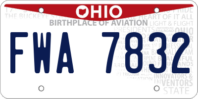 OH license plate FWA7832