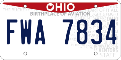 OH license plate FWA7834